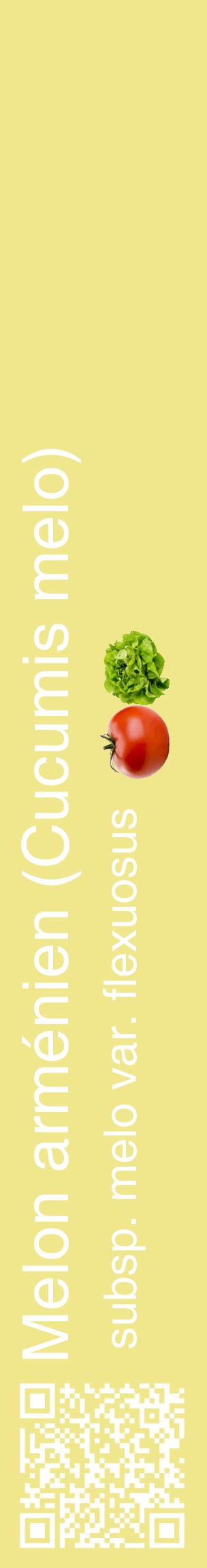 Étiquette de : Cucumis melo subsp. melo var. flexuosus - format c - style blanche20_basiquehel avec qrcode et comestibilité simplifiée