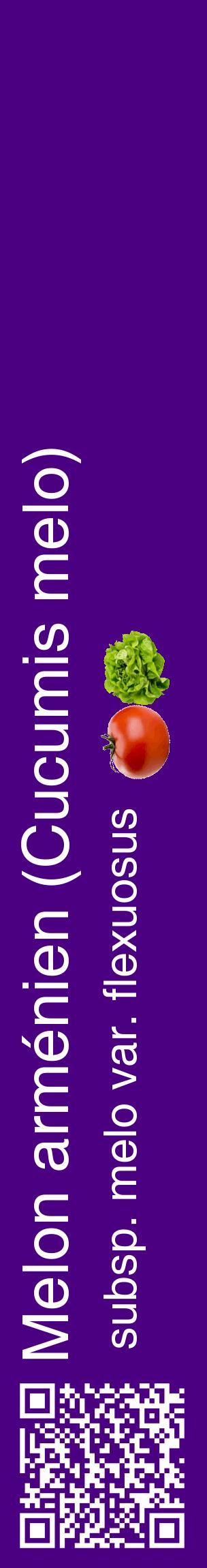 Étiquette de : Cucumis melo subsp. melo var. flexuosus - format c - style blanche47_basiquehel avec qrcode et comestibilité simplifiée