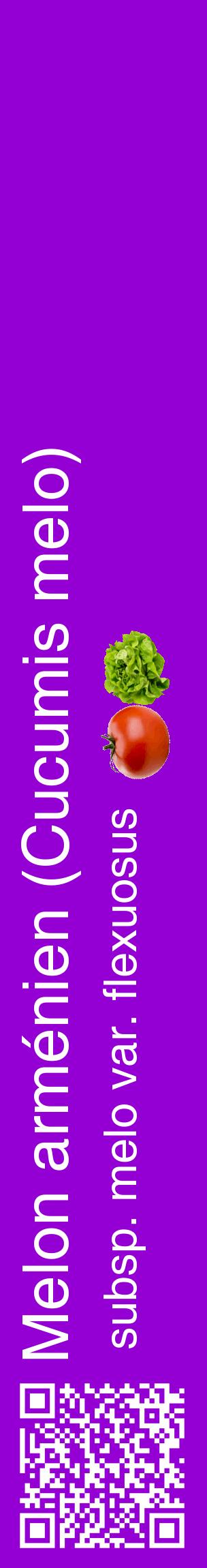 Étiquette de : Cucumis melo subsp. melo var. flexuosus - format c - style blanche48_basiquehel avec qrcode et comestibilité simplifiée