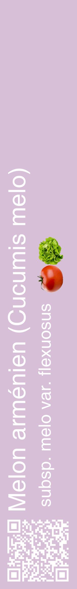 Étiquette de : Cucumis melo subsp. melo var. flexuosus - format c - style blanche54_basiquehel avec qrcode et comestibilité simplifiée