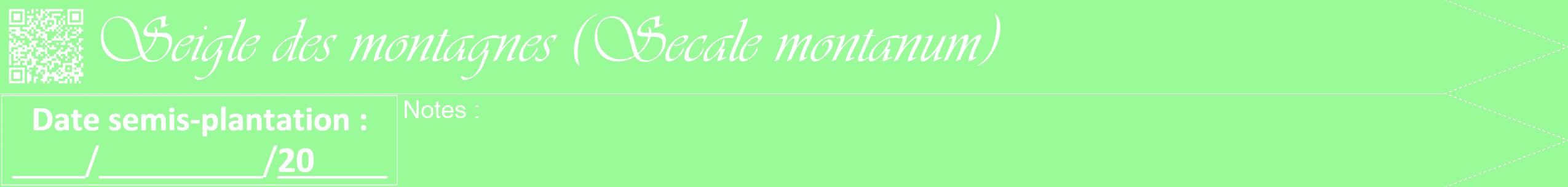 Étiquette de : Secale montanum - format b - style blanche14viv avec qrcode et comestibilité