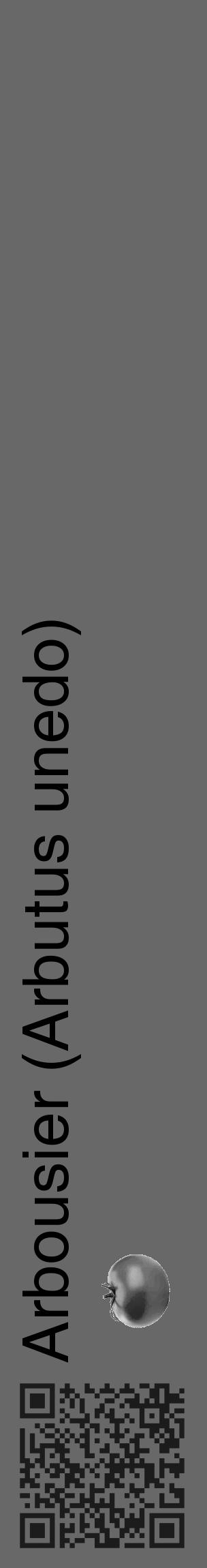 Étiquette de : Arbutus unedo - format c - style noire6_basique_basiquehel avec qrcode et comestibilité simplifiée - position verticale