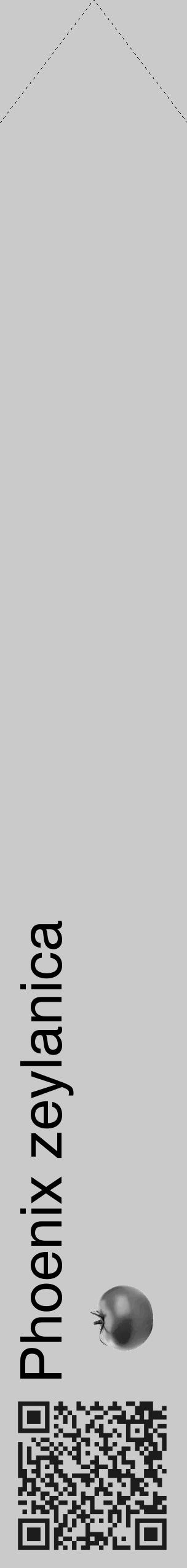 Étiquette de : Phoenix zeylanica - format c - style noire21_simple_simplehel avec qrcode et comestibilité simplifiée - position verticale