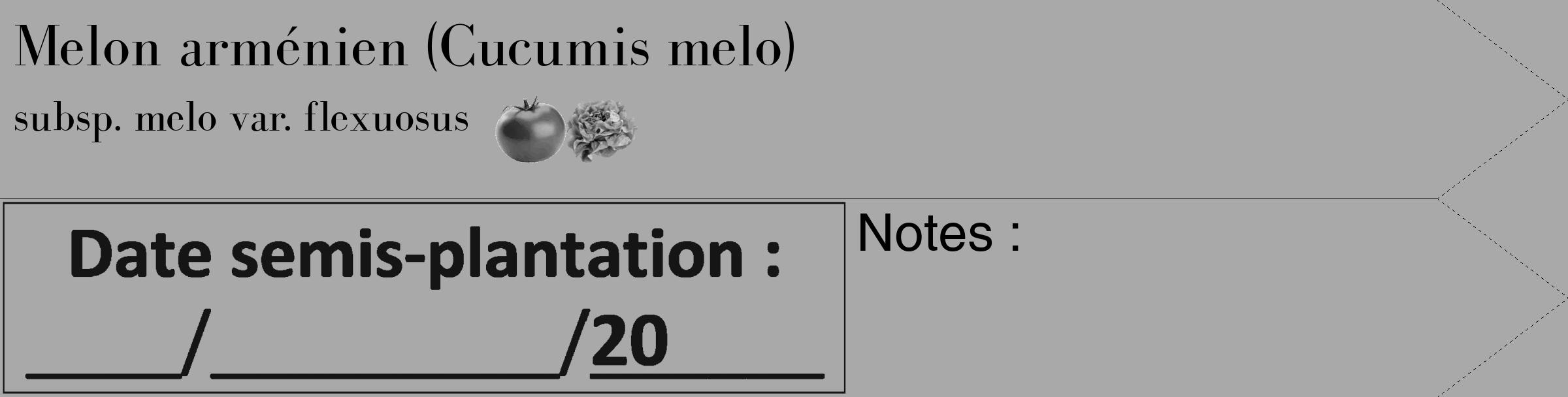 Étiquette de : Cucumis melo subsp. melo var. flexuosus - format c - style noire13_simple_simplebod avec comestibilité simplifiée