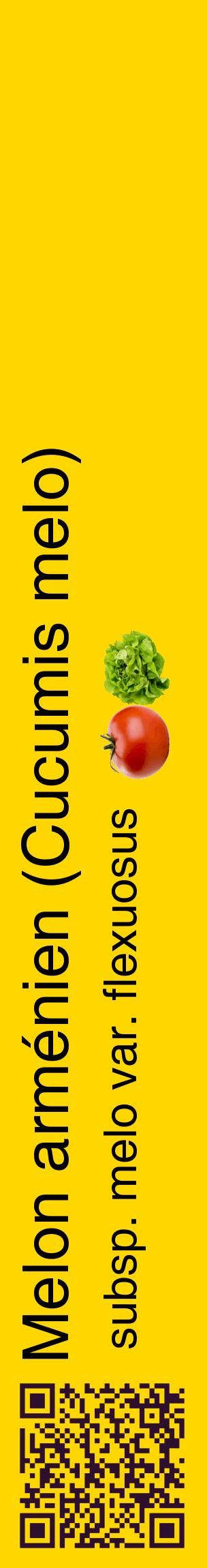 Étiquette de : Cucumis melo subsp. melo var. flexuosus - format c - style noire21_basiquehel avec qrcode et comestibilité simplifiée