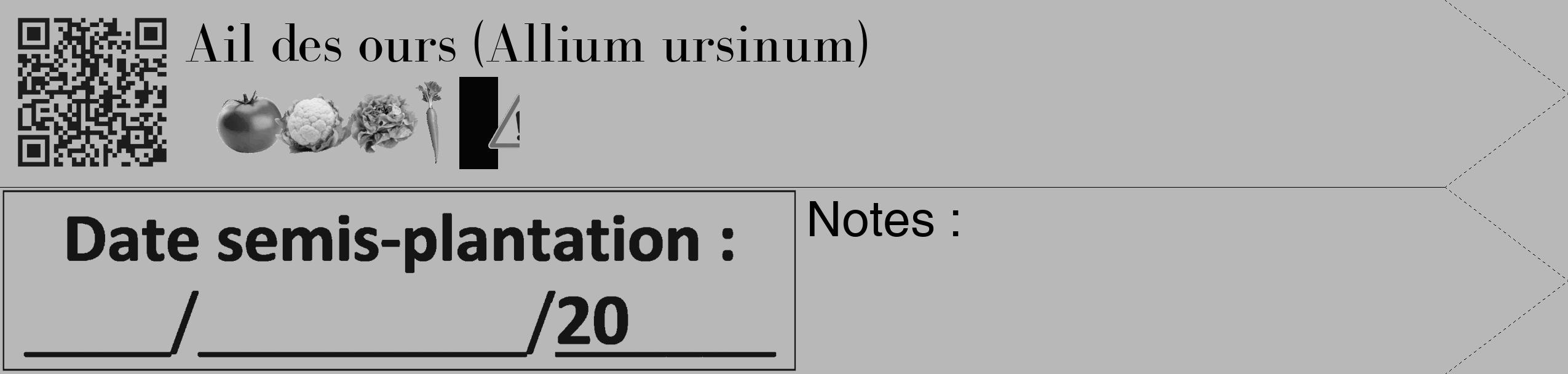 Étiquette de : Allium ursinum - format c - style noire39_simple_simplebod avec qrcode et comestibilité simplifiée