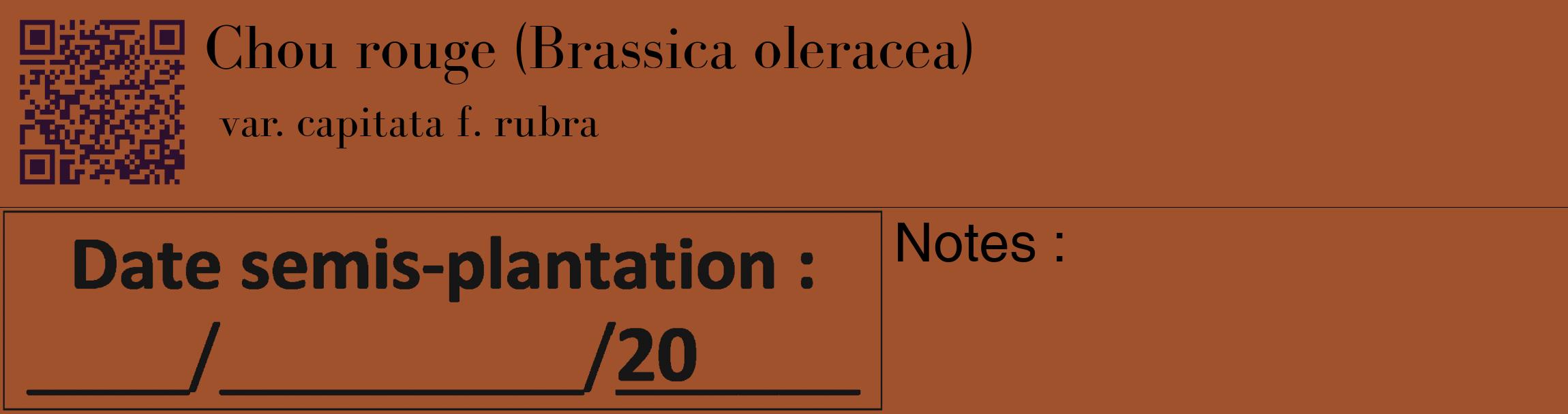 Étiquette de : Brassica oleracea var. capitata f. rubra - format c - style noire32_basique_basiquebod avec qrcode et comestibilité