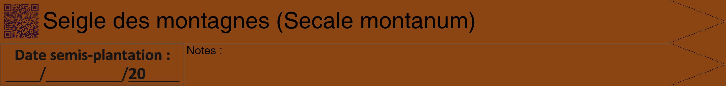 Étiquette de : Secale montanum - format b - style noire30hel avec qrcode et comestibilité