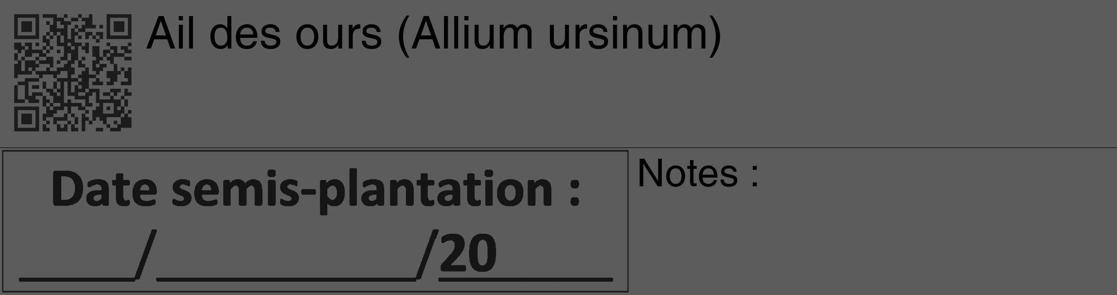 Étiquette de : Allium ursinum - format c - style noire49_basique_basiquehel avec qrcode et comestibilité