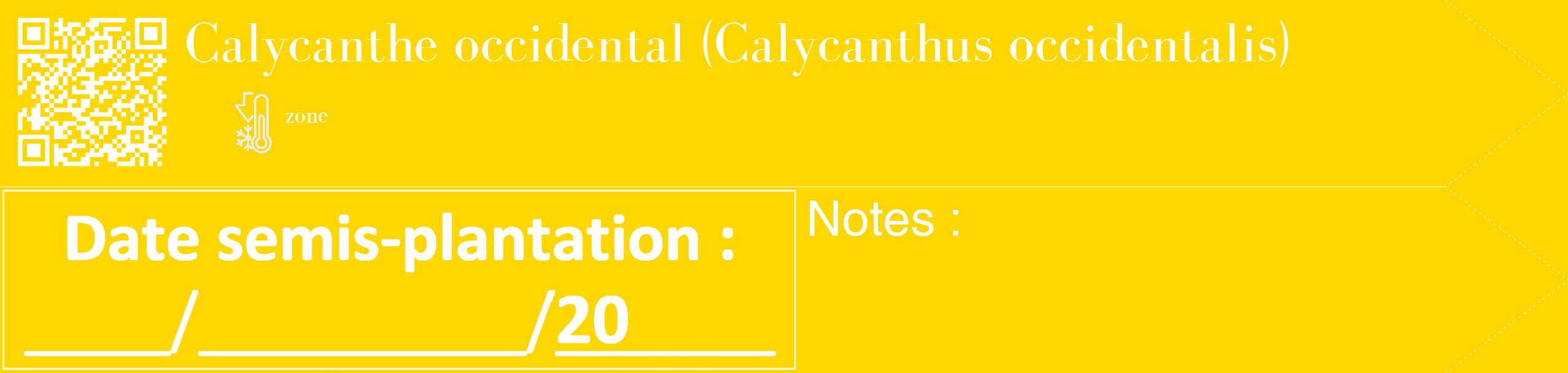 Étiquette de : Calycanthus occidentalis - format c - style blanche21_simple_simplebod avec qrcode et comestibilité