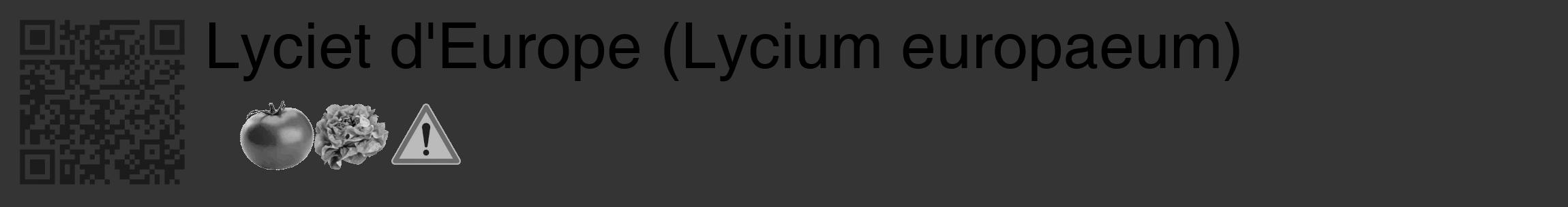 Étiquette de : Lycium europaeum - format c - style noire46_basique_basiquehel avec qrcode et comestibilité simplifiée
