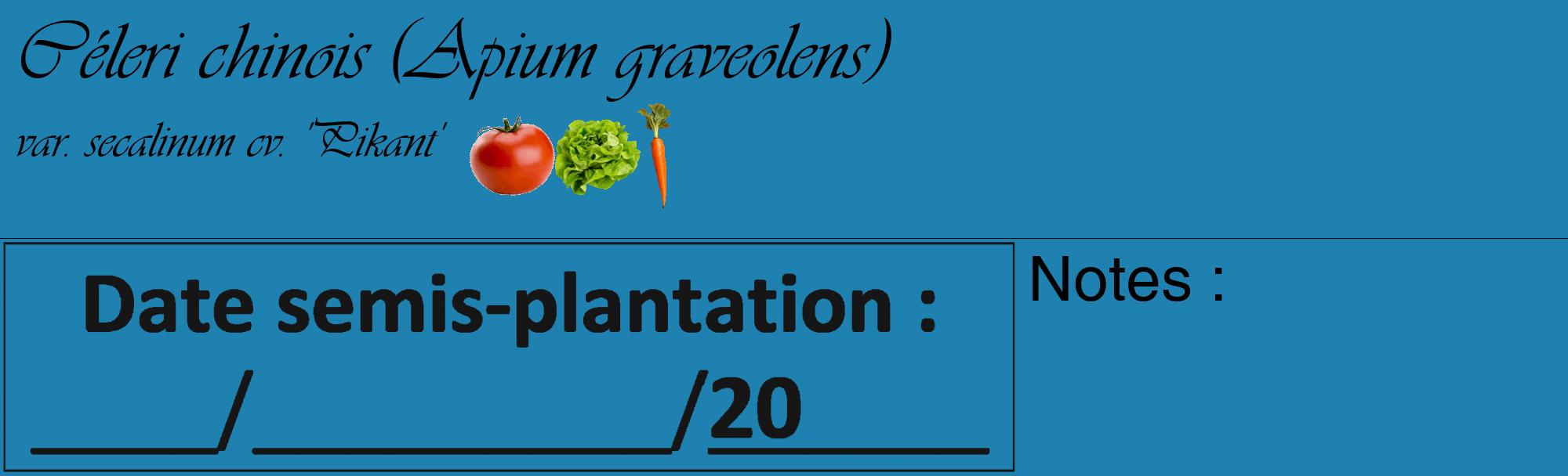 Étiquette de : Apium graveolens var. secalinum cv. 'Pikant' - format c - style noire6_basique_basiqueviv avec comestibilité simplifiée