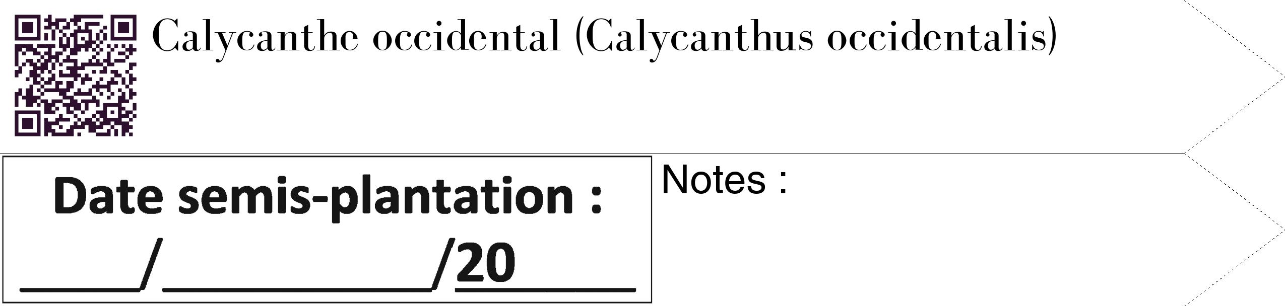 Étiquette de : Calycanthus occidentalis - format c - style noire60_simple_simplebod avec qrcode et comestibilité