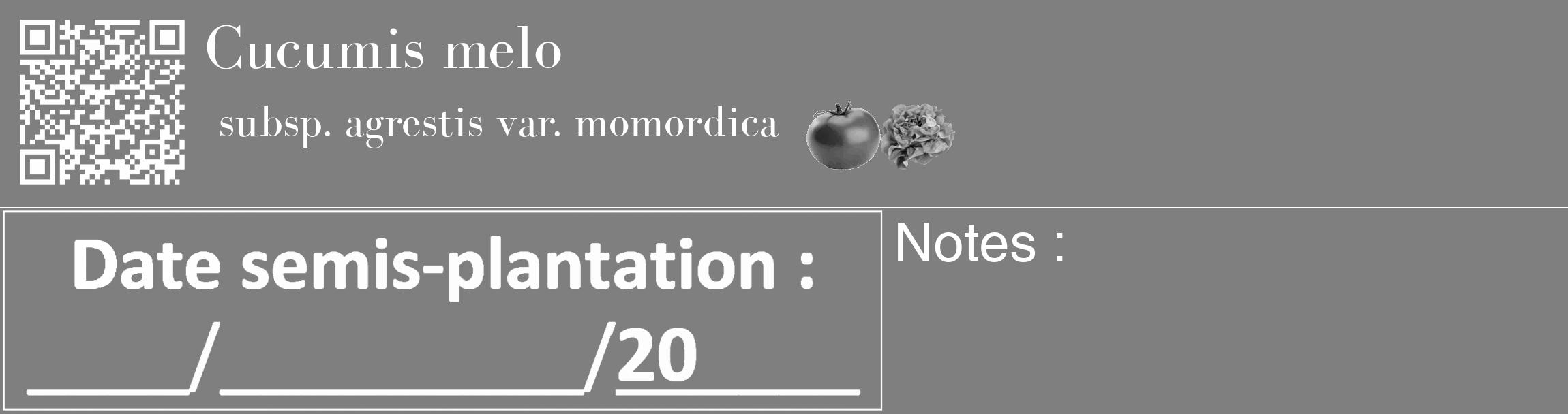 Étiquette de : Cucumis melo subsp. agrestis var. momordica - format c - style blanche31_basique_basiquebod avec qrcode et comestibilité simplifiée