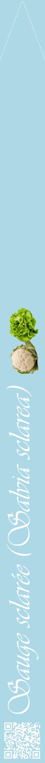 Étiquette de : Salvia sclarea - format b - style blanche0viv avec qrcode et comestibilité simplifiée