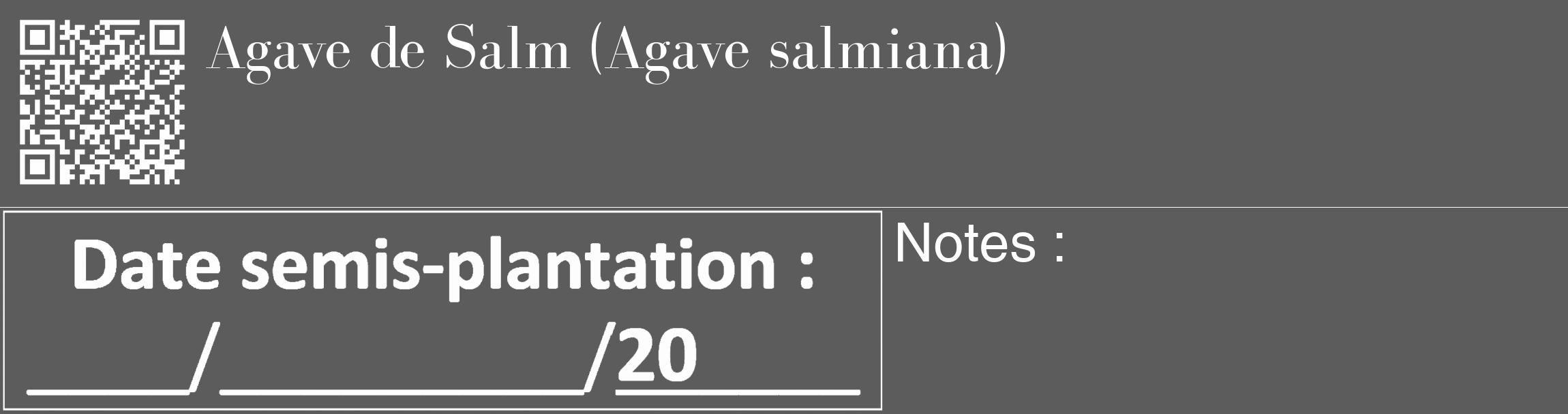 Étiquette de : Agave salmiana - format c - style blanche49_basique_basiquebod avec qrcode et comestibilité