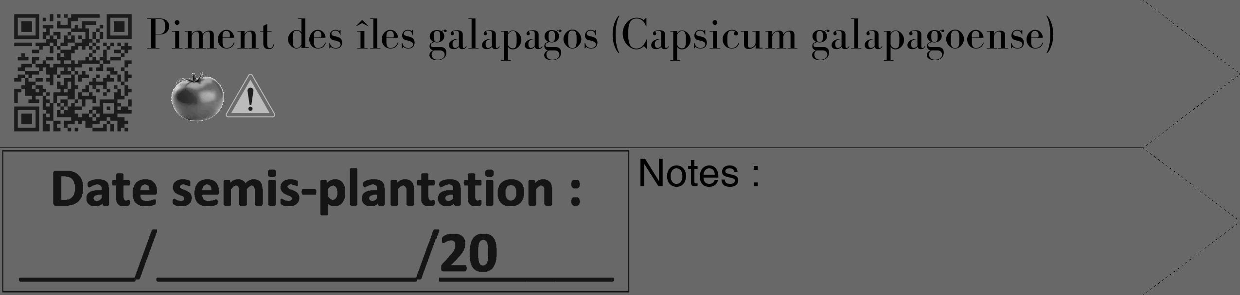 Étiquette de : Capsicum galapagoense - format c - style noire6_simple_simplebod avec qrcode et comestibilité simplifiée
