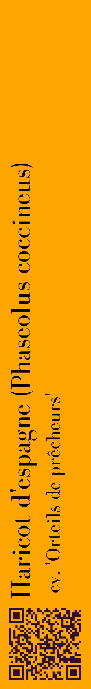 Étiquette de : Phaseolus coccineus cv. 'Orteils de prêcheurs' - format c - style noire22_basiquebod avec qrcode et comestibilité