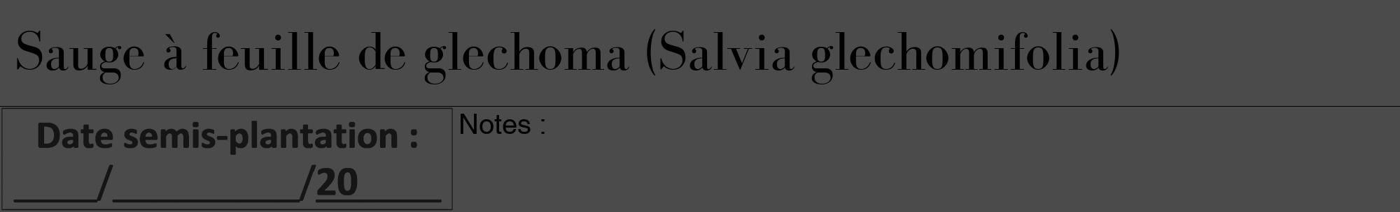 Étiquette de : Salvia glechomifolia - format a - style noire9bod avec comestibilité
