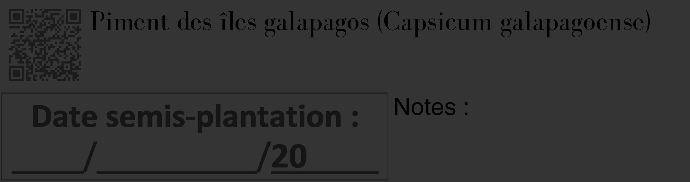 Étiquette de : Capsicum galapagoense - format c - style noire46_basique_basiquebod avec qrcode et comestibilité