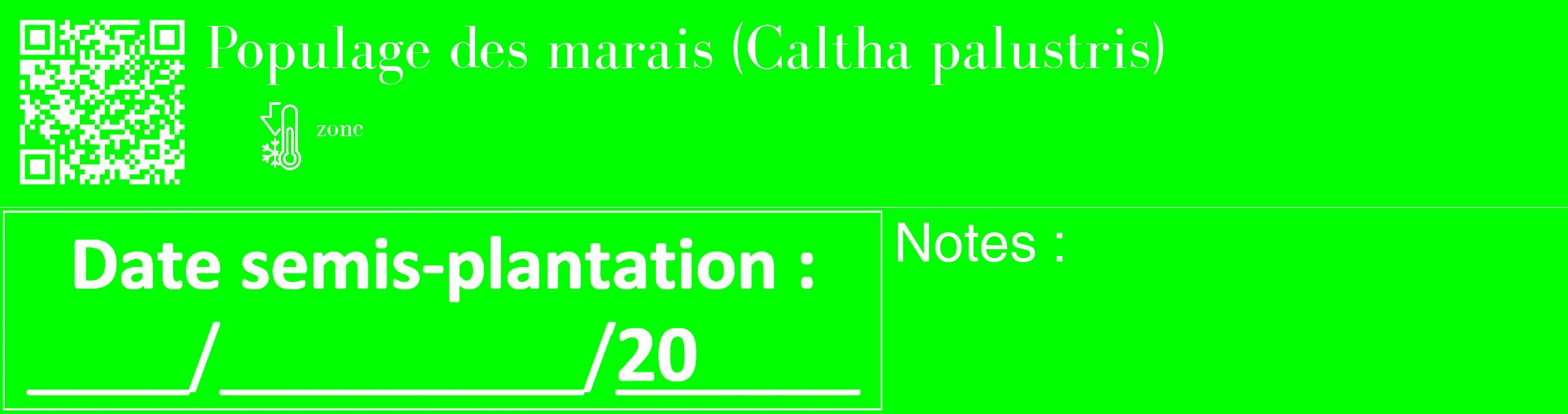 Étiquette de : Caltha palustris - format c - style blanche16_basique_basiquebod avec qrcode et comestibilité