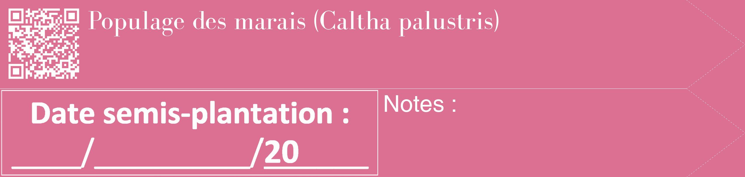 Étiquette de : Caltha palustris - format c - style blanche44_simple_simplebod avec qrcode et comestibilité