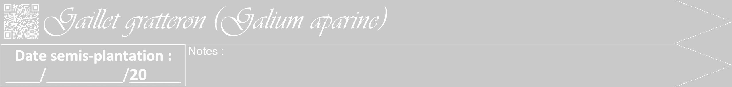 Étiquette de : Galium aparine - format b - style blanche54viv avec qrcode et comestibilité