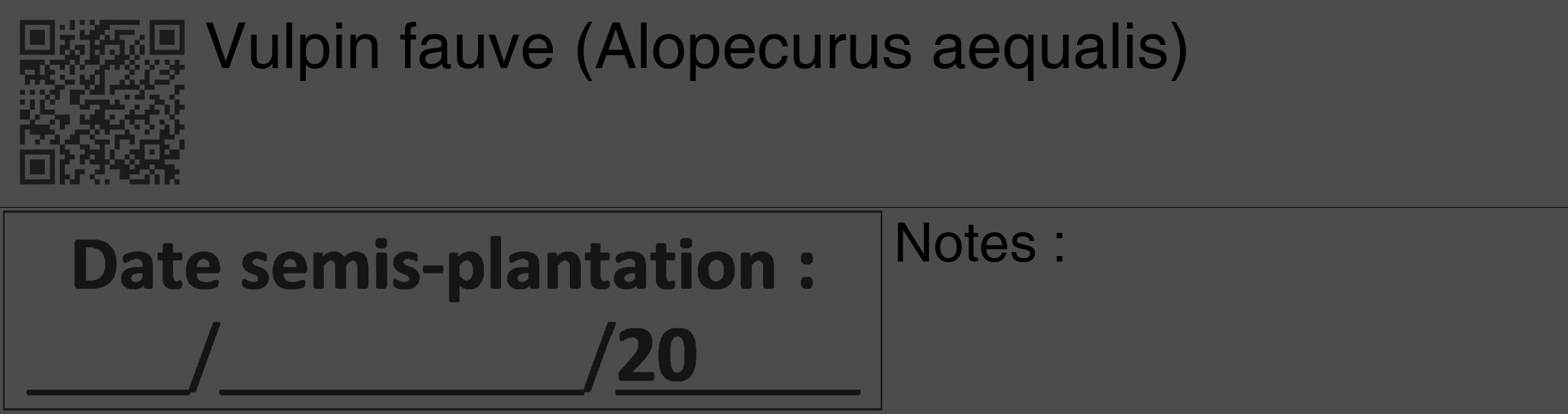 Étiquette de : Alopecurus aequalis - format c - style noire27_basique_basiquehel avec qrcode et comestibilité