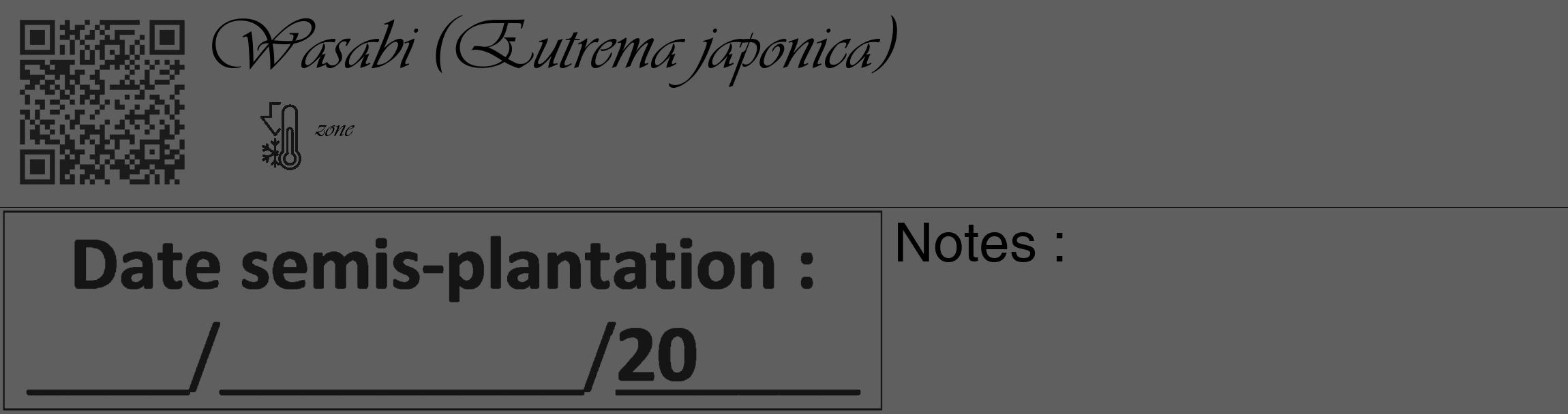 Étiquette de : Eutrema japonica - format c - style noire10_basique_basiqueviv avec qrcode et comestibilité