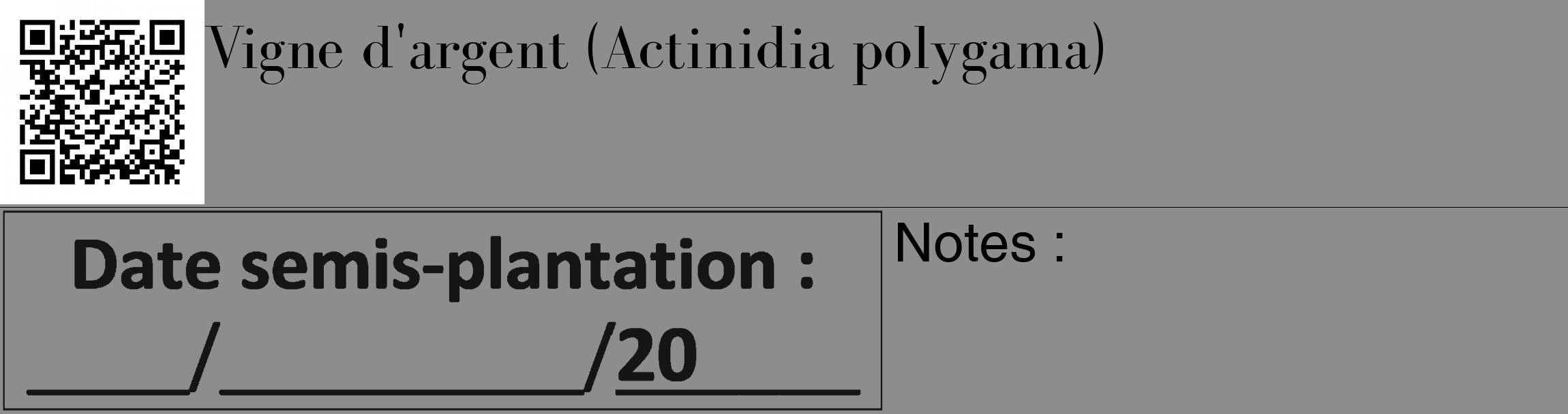 Étiquette de : Actinidia polygama - format c - style noire2_basique_basiquebod avec qrcode et comestibilité