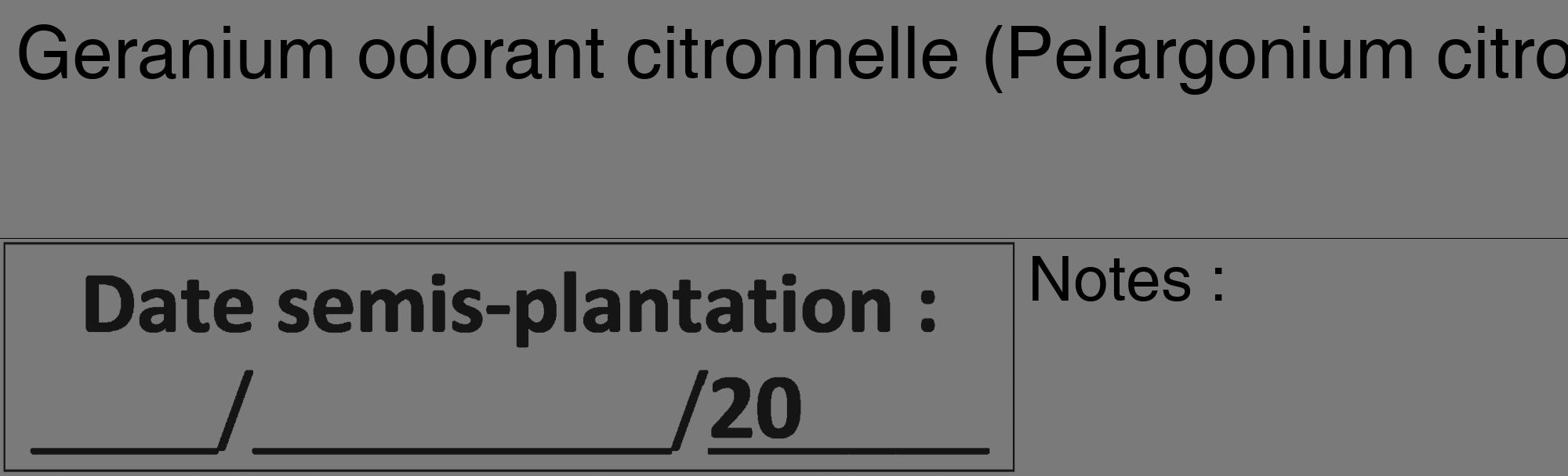 Étiquette de : Pelargonium citronnellum - format c - style noire3_basique_basiquehel avec comestibilité