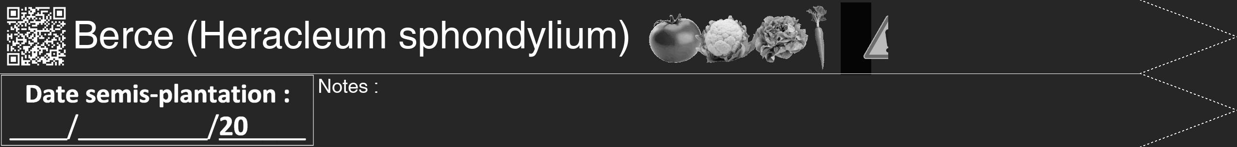 Étiquette de : Heracleum sphondylium - format b - style blanche29hel avec qrcode et comestibilité simplifiée