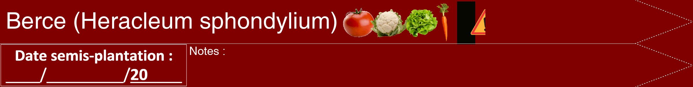 Étiquette de : Heracleum sphondylium - format b - style blanche29hel avec comestibilité simplifiée
