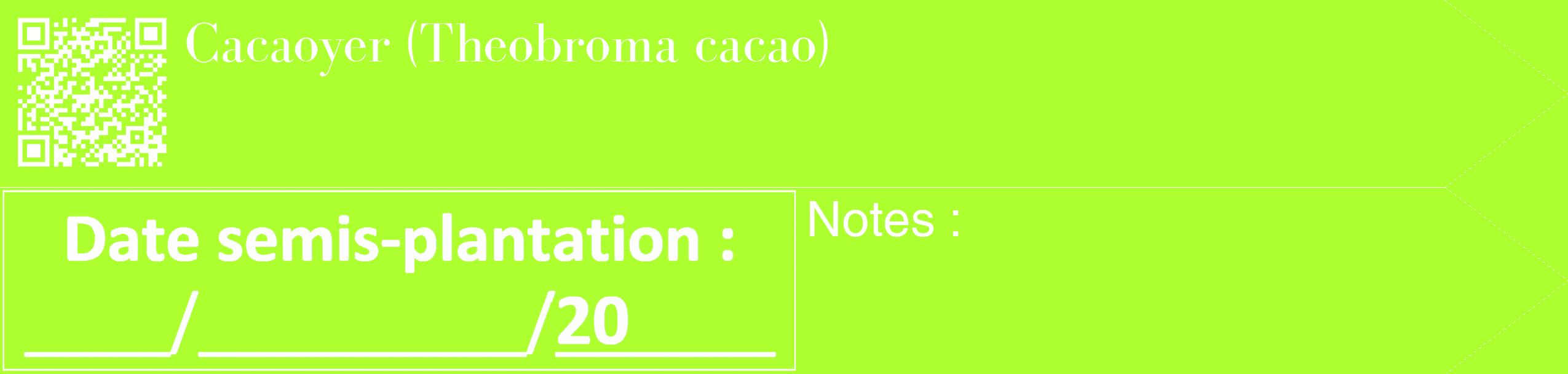 Étiquette de : Theobroma cacao - format c - style blanche17_simple_simplebod avec qrcode et comestibilité