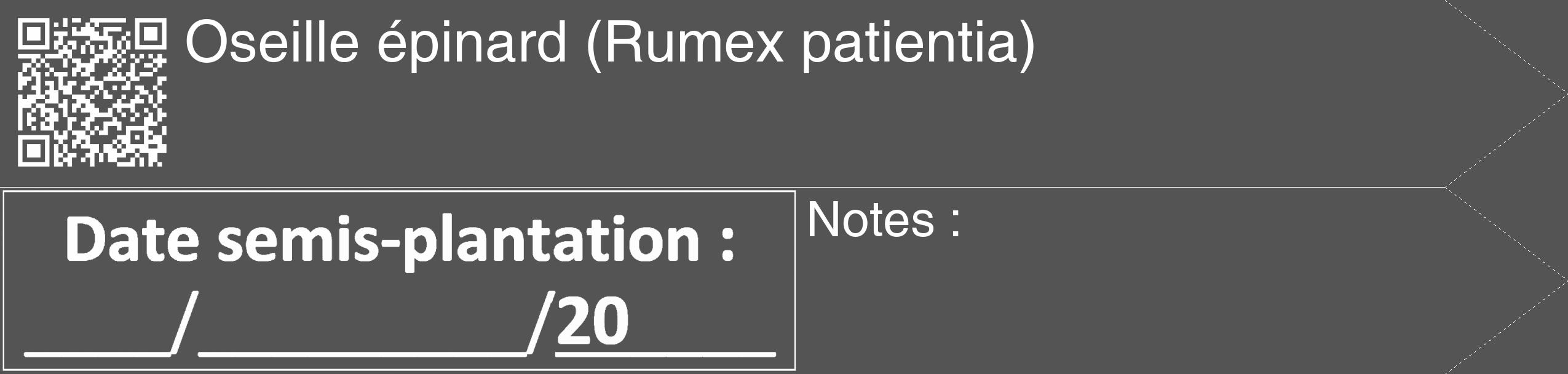 Étiquette de : Rumex patientia - format c - style blanche30_simple_simplehel avec qrcode et comestibilité