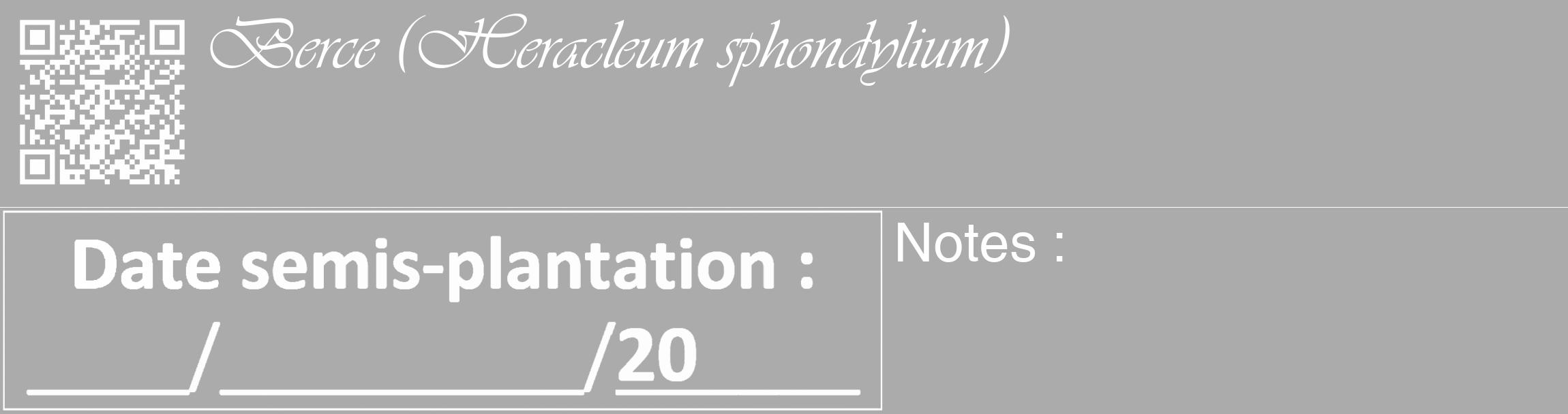 Étiquette de : Heracleum sphondylium - format c - style blanche37_basique_basiqueviv avec qrcode et comestibilité