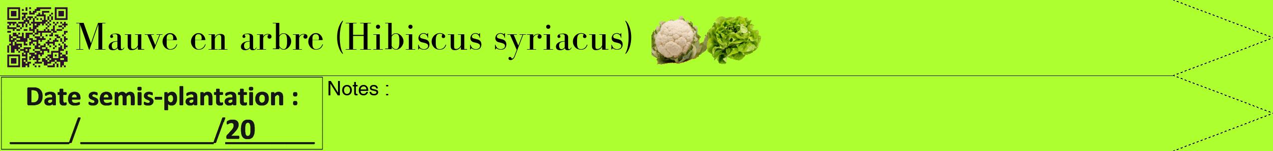 Étiquette de : Hibiscus syriacus - format b - style noire17bod avec qrcode et comestibilité simplifiée