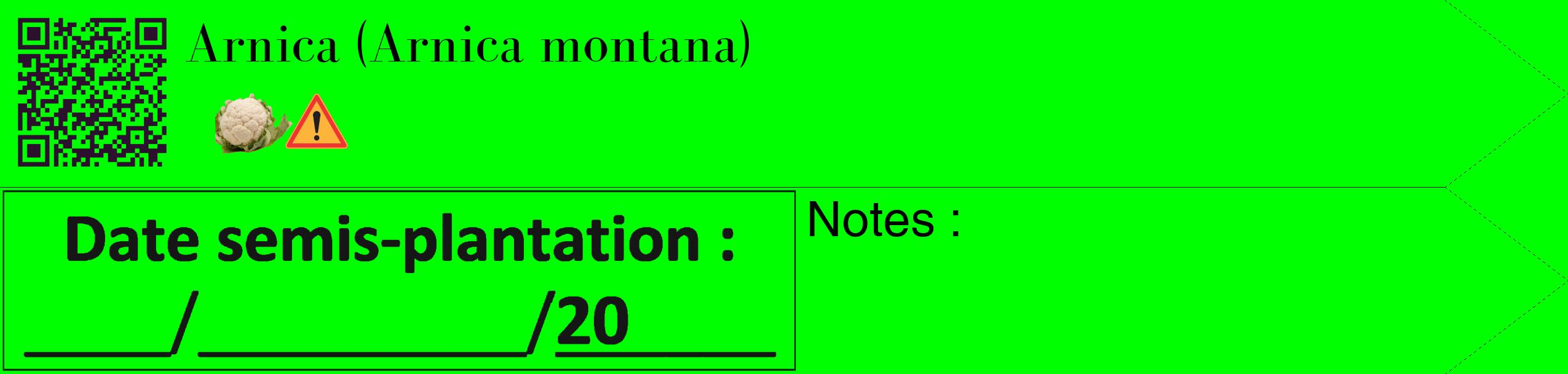 Étiquette de : Arnica montana - format c - style noire16_simple_simplebod avec qrcode et comestibilité simplifiée