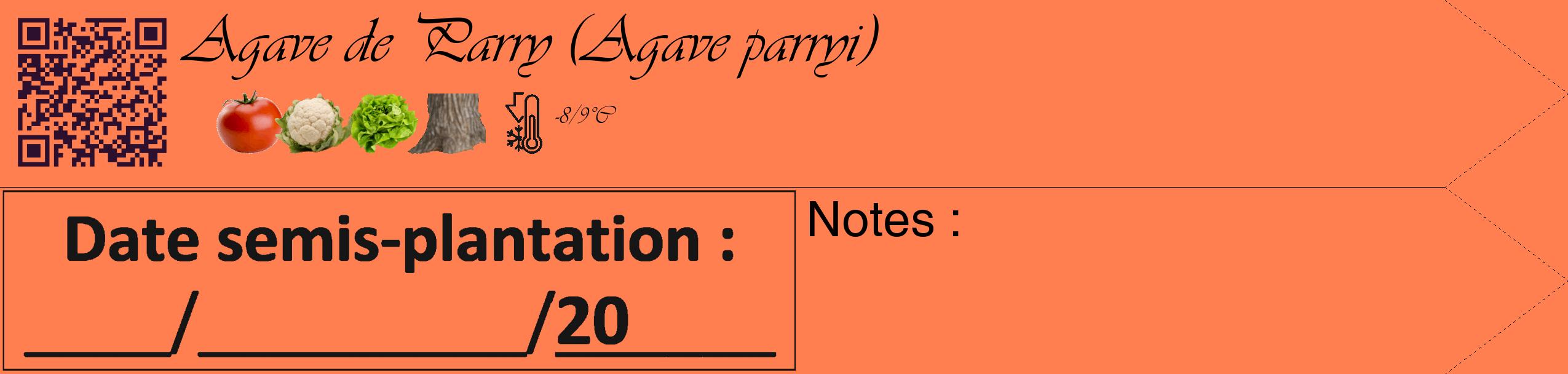 Étiquette de : Agave parryi - format c - style noire24_simple_simpleviv avec qrcode et comestibilité simplifiée