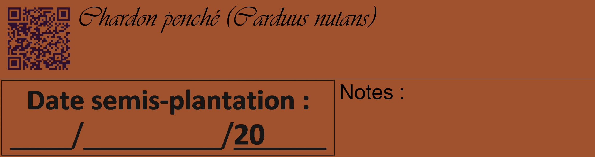 Étiquette de : Carduus nutans - format c - style noire32_basique_basiqueviv avec qrcode et comestibilité