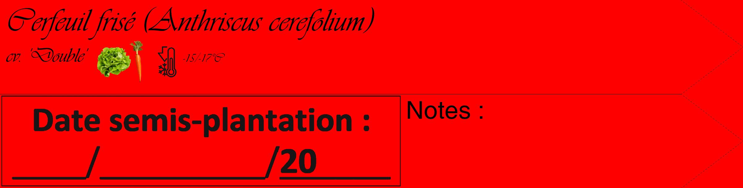 Étiquette de : Anthriscus cerefolium cv. 'Double' - format c - style noire27_simple_simpleviv avec comestibilité simplifiée