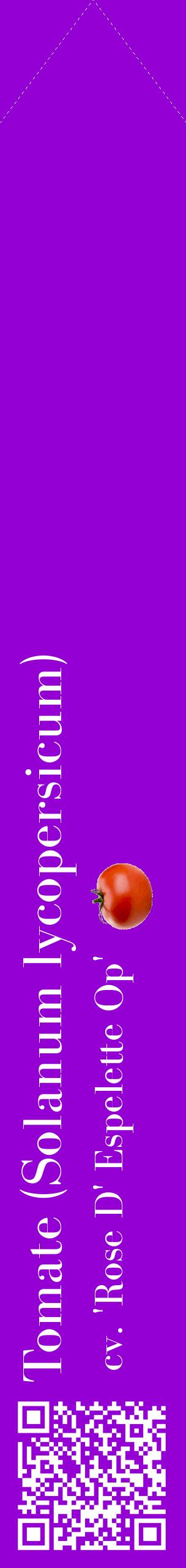 Étiquette de : Solanum lycopersicum cv. 'Rose D' Espelette Op' - format c - style blanche48_simplebod avec qrcode et comestibilité simplifiée