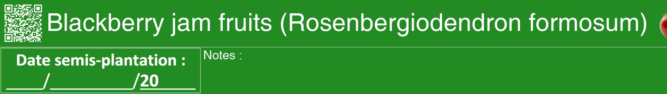 Étiquette de : Rosenbergiodendron formosum - format a - style blanche10hel avec qrcode et comestibilité simplifiée