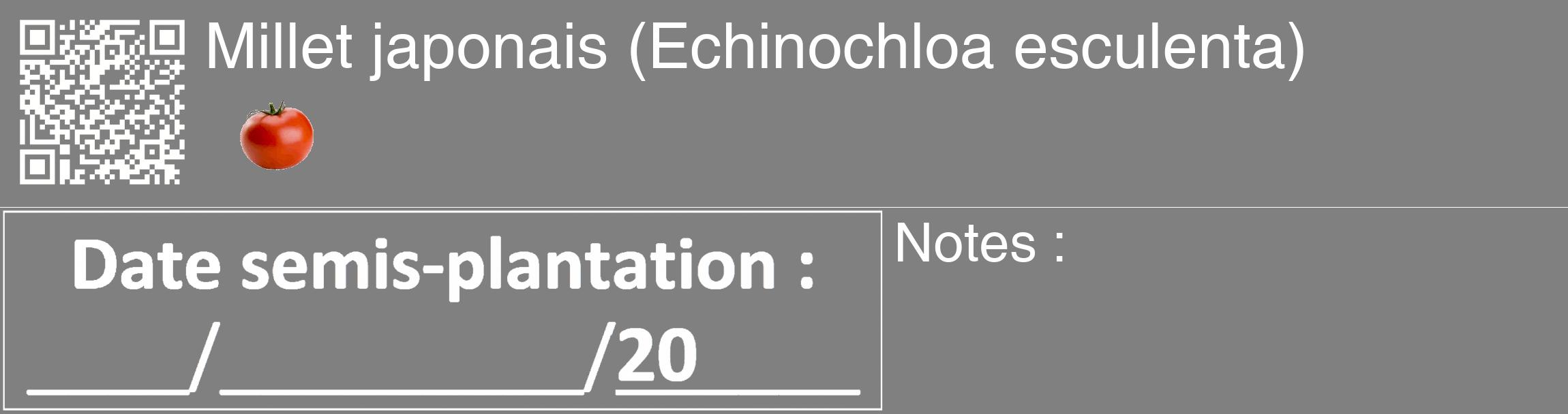 Étiquette de : Echinochloa esculenta - format c - style blanche57_basique_basiquehel avec qrcode et comestibilité simplifiée
