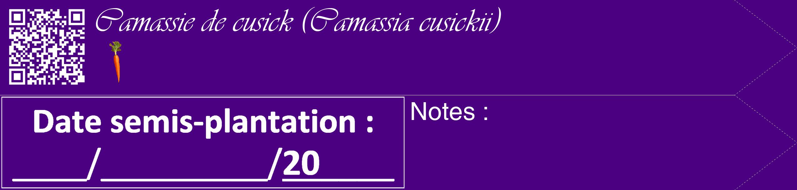 Étiquette de : Camassia cusickii - format c - style blanche47_simple_simpleviv avec qrcode et comestibilité simplifiée
