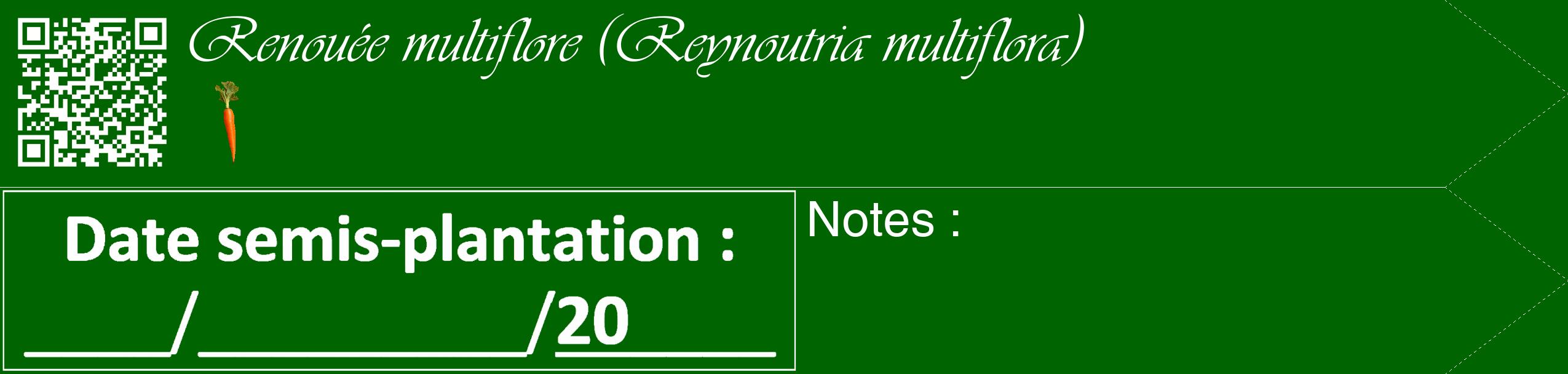 Étiquette de : Reynoutria multiflora - format c - style blanche8_simple_simpleviv avec qrcode et comestibilité simplifiée