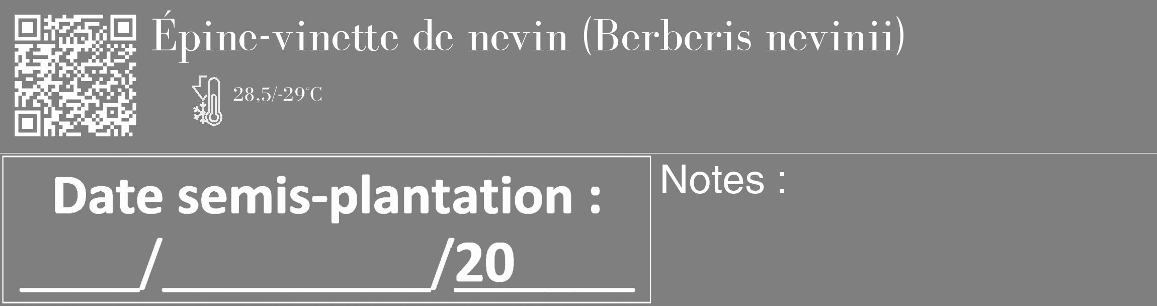 Étiquette de : Berberis nevinii - format c - style blanche31_basique_basiquebod avec qrcode et comestibilité