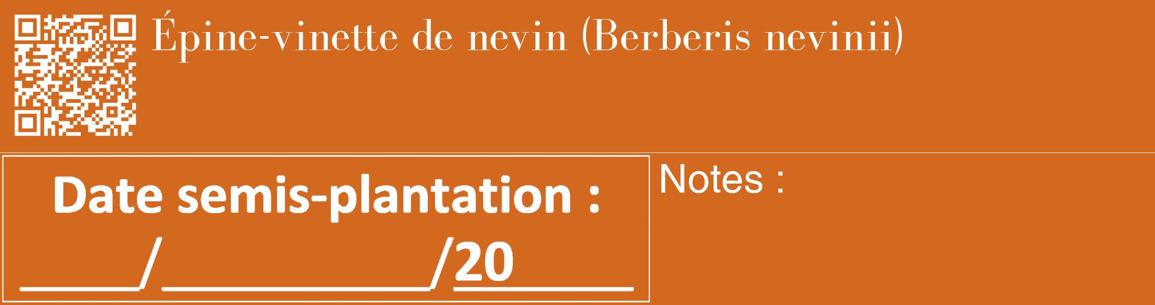 Étiquette de : Berberis nevinii - format c - style blanche31_basique_basiquebod avec qrcode et comestibilité