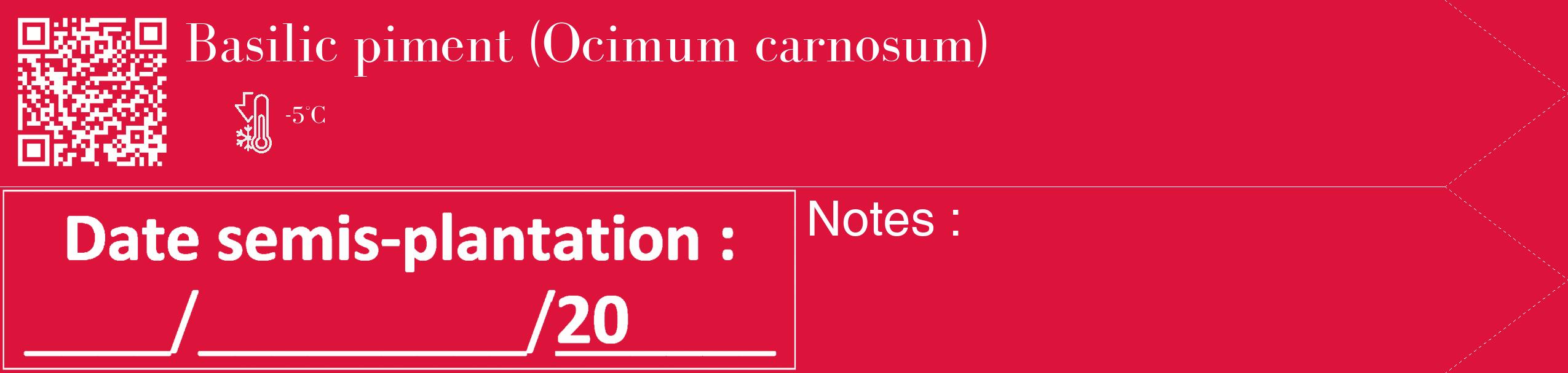 Étiquette de : Ocimum carnosum - format c - style blanche36_simple_simplebod avec qrcode et comestibilité