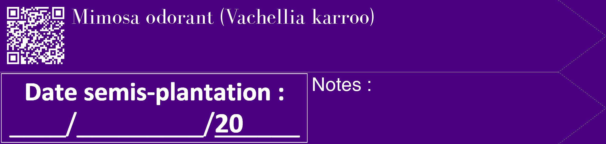 Étiquette de : Vachellia karroo - format c - style blanche47_simple_simplebod avec qrcode et comestibilité